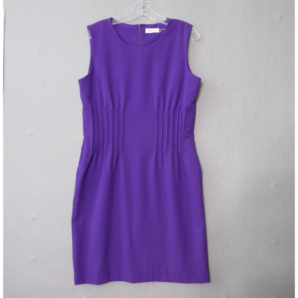 Calvin Klein Sheath Dress Purple Pleated